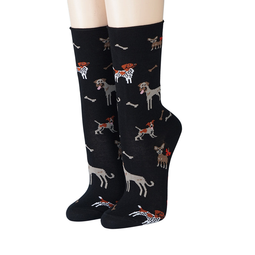 CRÖNERT Damensocken mit Rollrand Dogs and Bones 18333