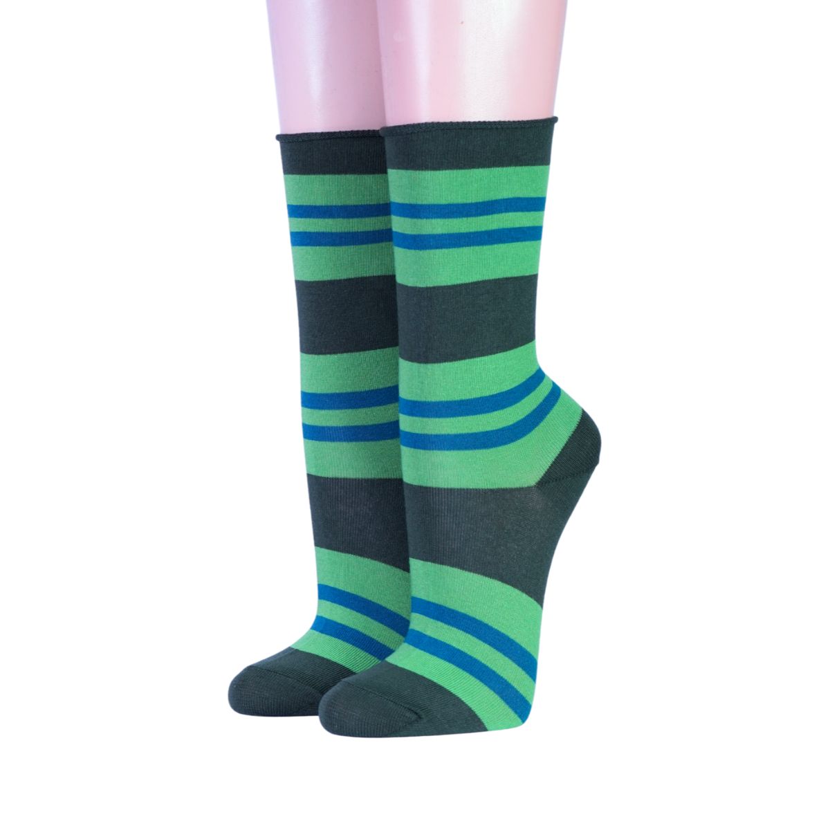 geringelte Damensocken von Crönert oliv