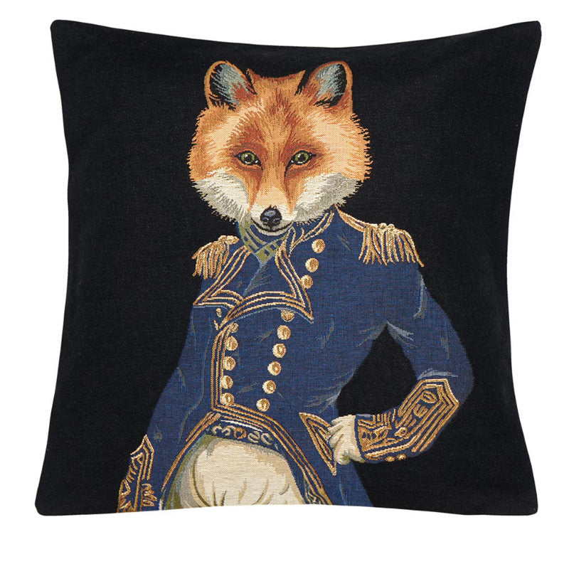Fuchs in blauer Galauniform Gobelin Kissen