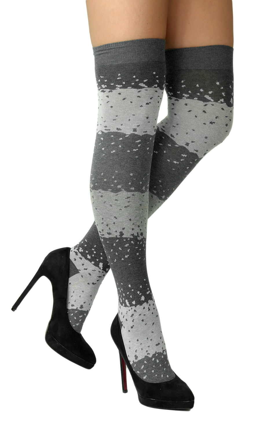 Crönert Overknee gemustert hellgrau