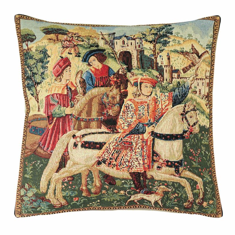 Gobelin Kissenhülle Aufbruch zur Jagd 45x45 cm