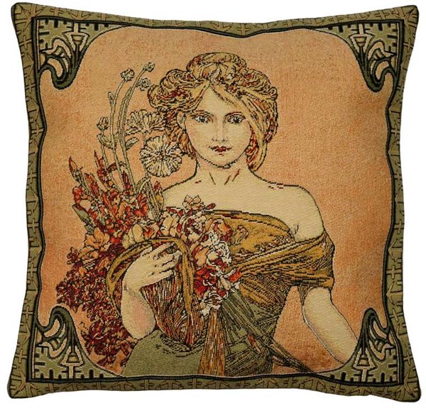 Gobelin Kissenhülle Der Frühling nach Mucha 45x45