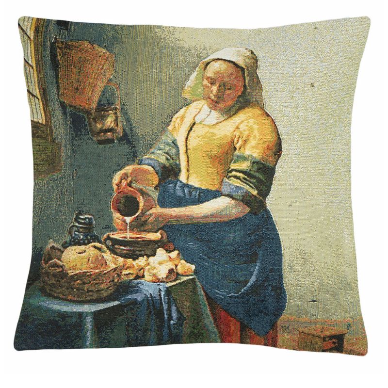 Kissenhülle „Das Milchmädchen“ nach Vermeer – Gobelin 45×45