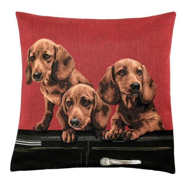 Gobelin Kissenhülle Spaniels im Auto – 45×45