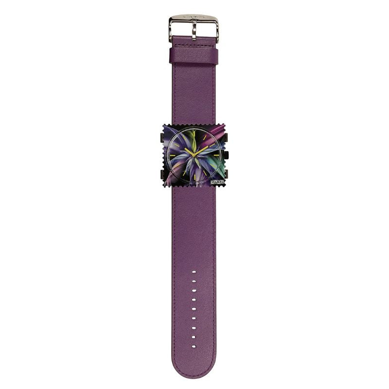 STAMPS komplette Uhr Zifferblatt Magic Blossom mit violettem Armband