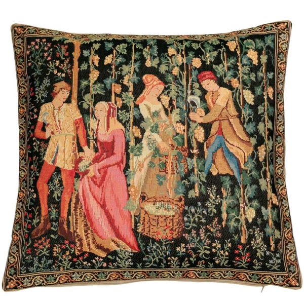 Gobelin Kissenhülle Weinernte Millefleur 45x45