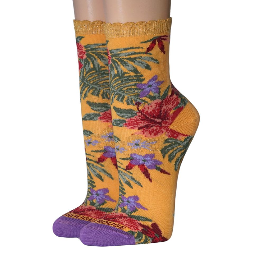 Ruban Rouge Damensocken Hawaii gelb 36-41