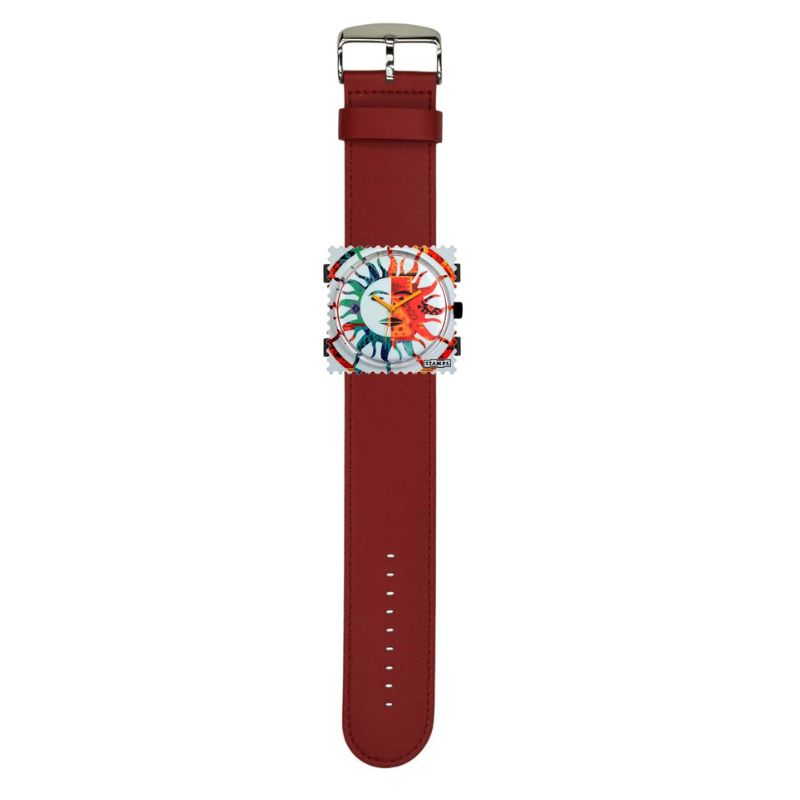 STAMPS Uhr komplett- Zifferblatt Solar Eclipse mit Armband Satin Red