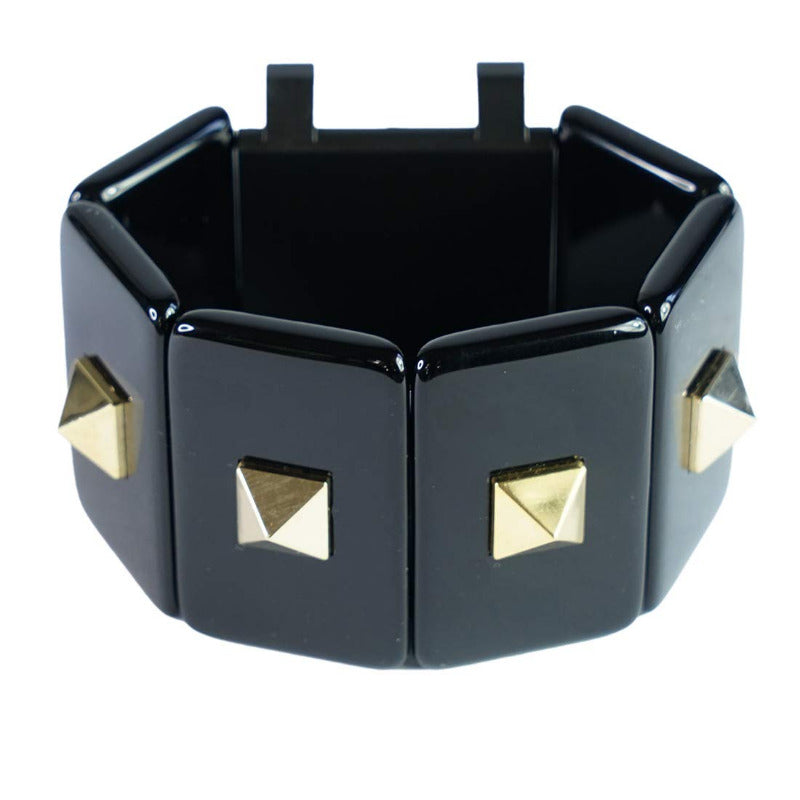 schwarzes Gliederarmband Stamps mit Nieten