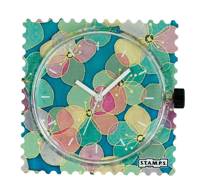 STAMPS Zifferblatt mit Blüten Briefmarkenform