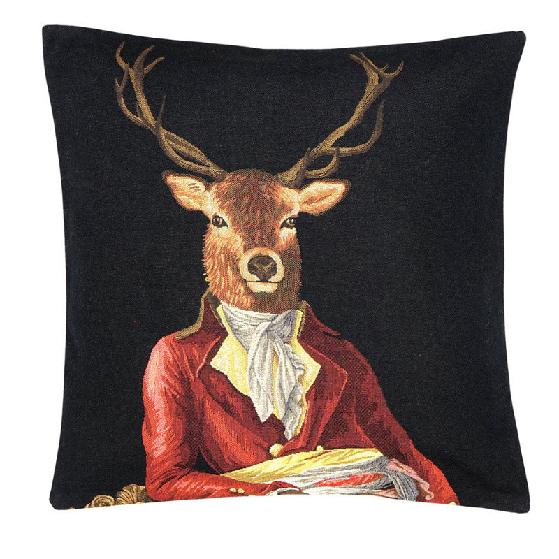 Hirsch mit rotem Jacket Gobelin Kissenbezug