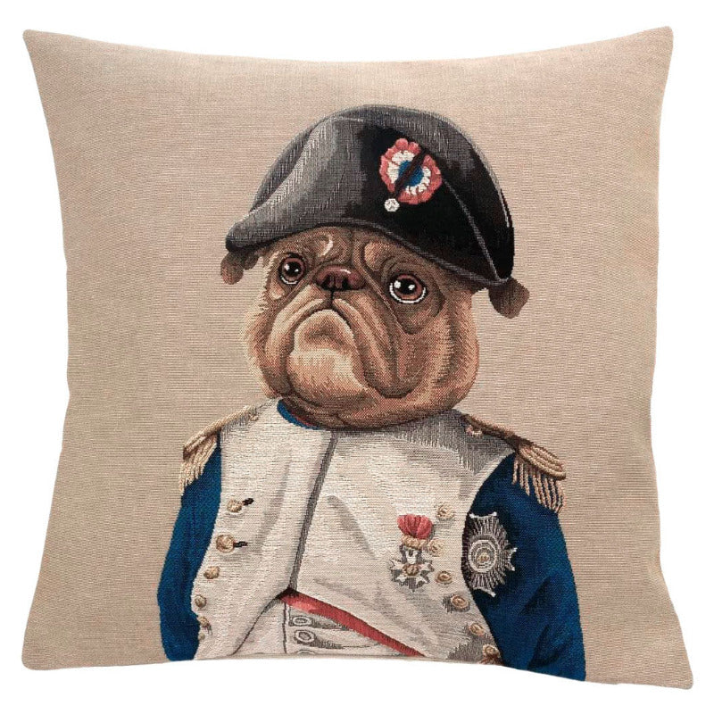 Gobelin Kissenhülle Mops als Napoleon – 45×45 cm