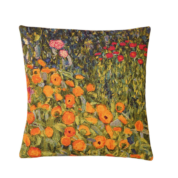 Belgian Tapestrie Kissenhülle 45 X 45 cm Gustav Klimt Flower Garden IV Gobelin