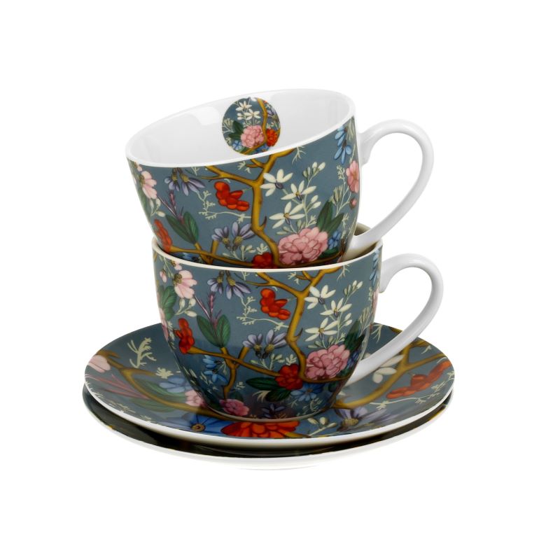 2 Tassen mit Untertasse William Kilburn Blue DUO Porzellan