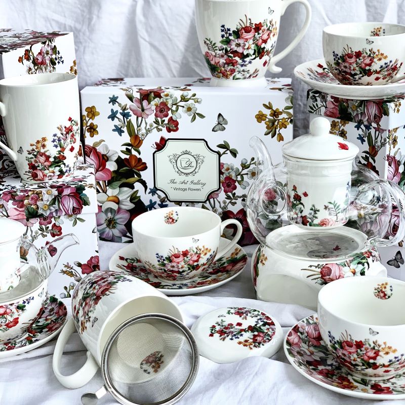 Henkelbecher Classic Vintage Flowers white DUO Porzellan