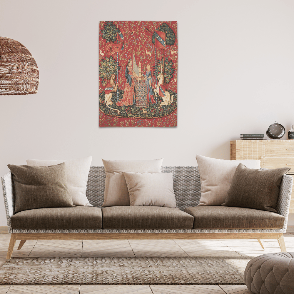 Belgian Tapestries Wandbehang Gobelin Unicorn - The Hearing 99 x 70 cm Wandbehang