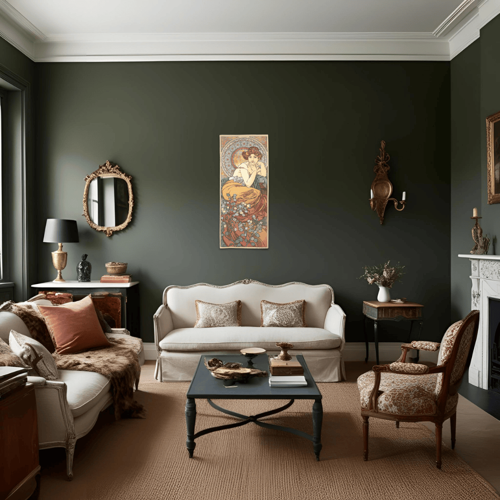 Belgian Tapestrie Wandbehang Topas nach A. Mucha Gobelin Wandbehang