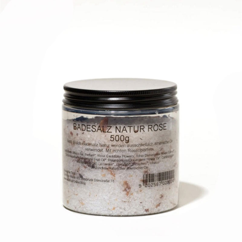 Dose mit Badesalz Rosenduft