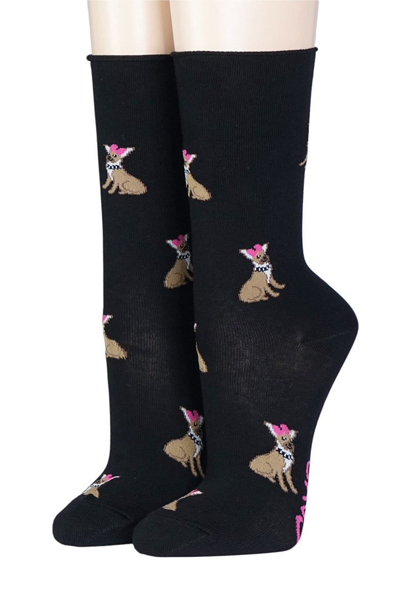 Crönert Socken Chihuahua Schleifen Schwarz