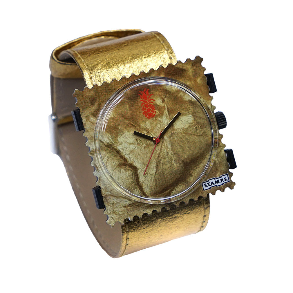 STAMPS Uhr goldene Ananas auf goldenen Armband