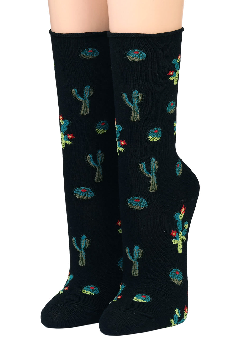 Crönert Damensocke mit Rollrand Kaktus Dornröschen