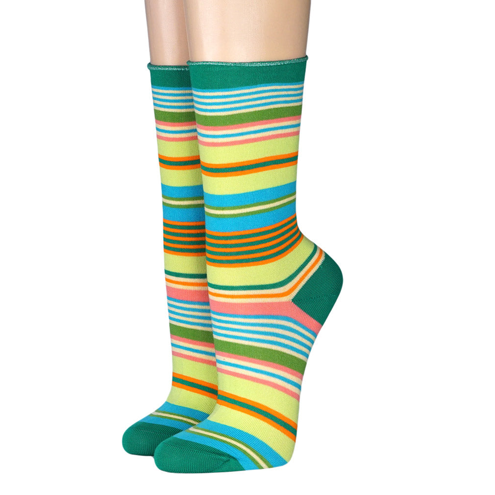 CRÖNERT Damensocken mit Rollrand Streifen 18345