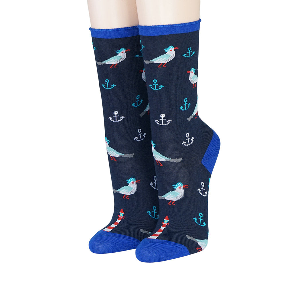CRÖNERT Damensocken mit Rollrand Seagulls with pirate head scarf 18340