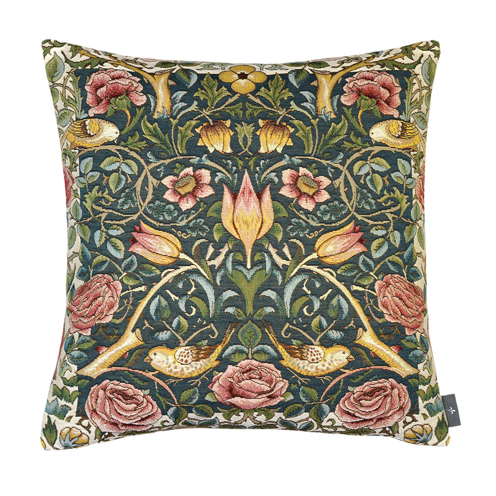 Gobelin Kissen Rosen und Vögel