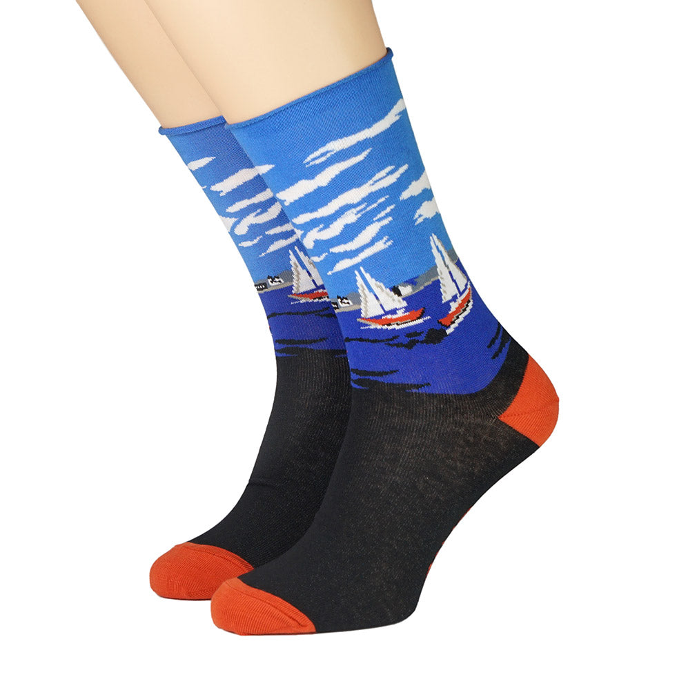 CRÖNERT Herren Socken mit Rollrand Segelschiffe 27506 Crönert