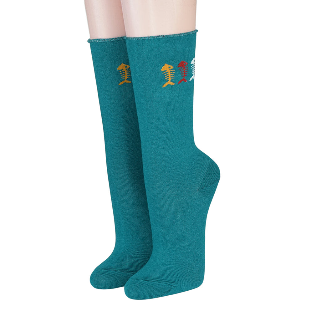 CRÖNERT Damensocken mit Rollrand colorful fish bones 18352