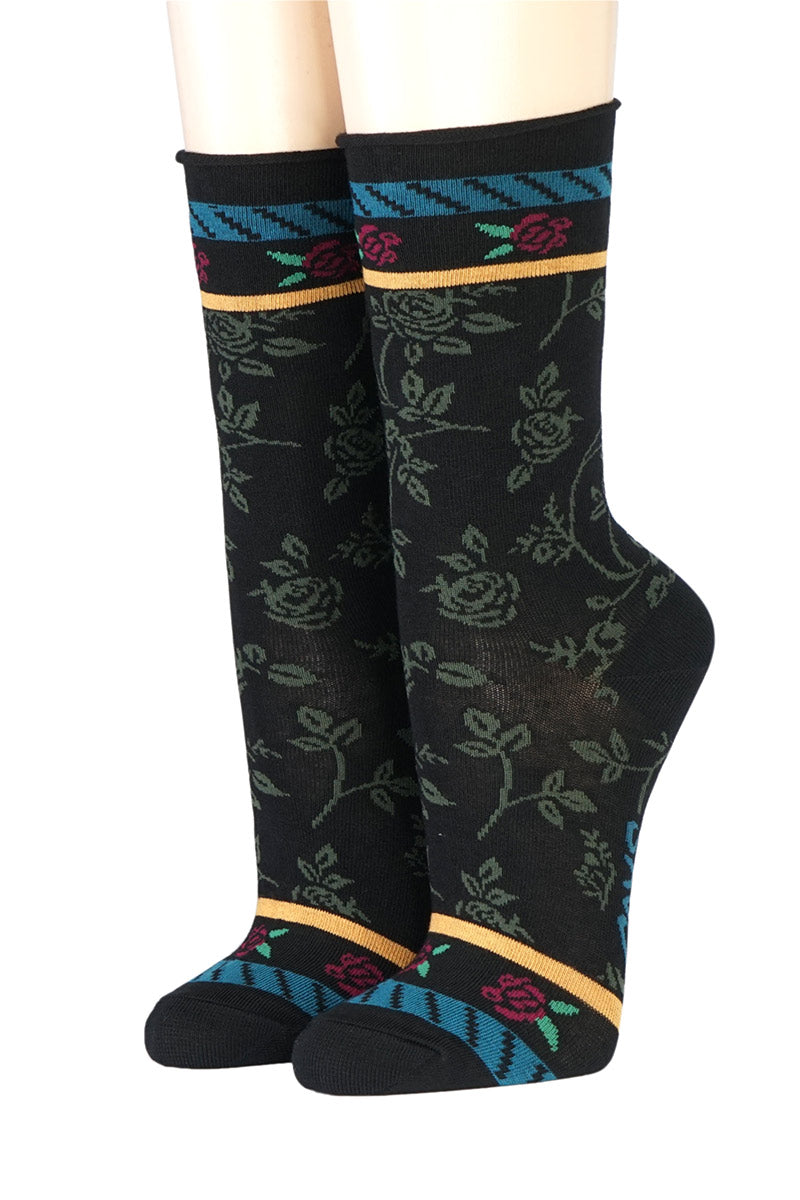 CRÖNERT Damensocken mit Rollrand Lena schwarz