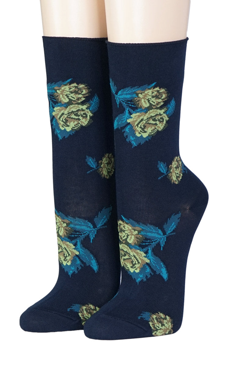 Crönert Sockengelbe Rosenblüten auf blau
