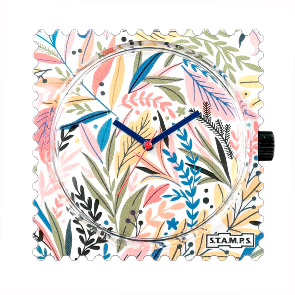 S.T.A.M.P.S. Uhr komplett - Zifferblatt Pattern Fern mit Lederarmband Army