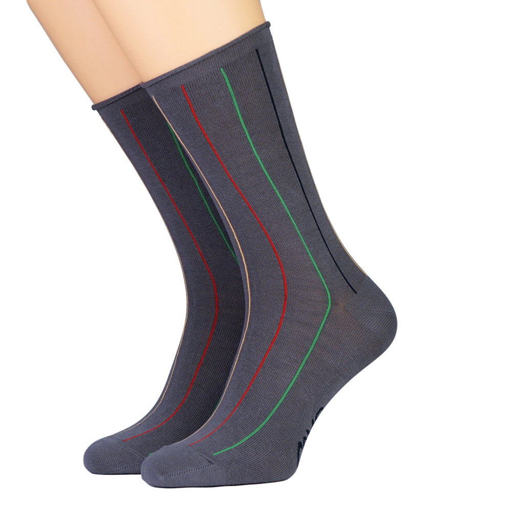 CRÖNERT Herrensocken mit Rollrand schmale Streifen 27404
