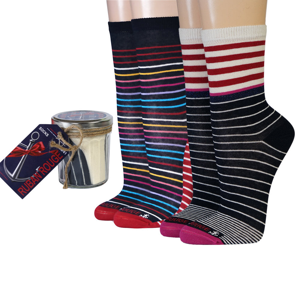 Damensocken Ringelsocken im Glas