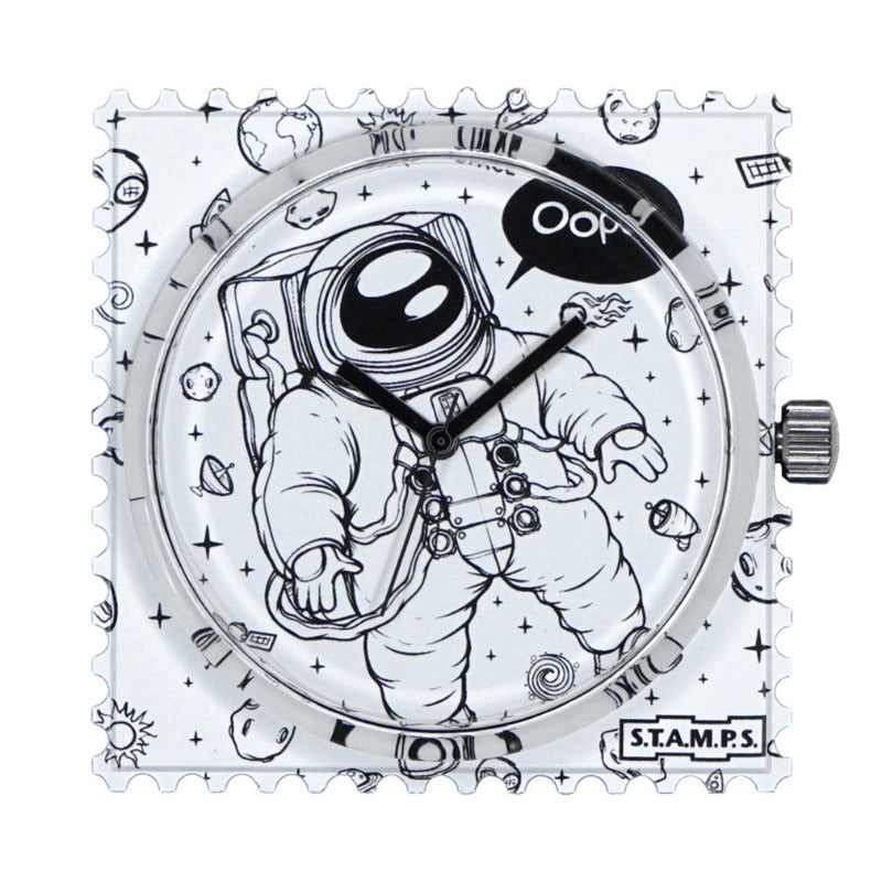 STAMPS Zifferblatt Astronautt zwischen Kometen, Sternen und der Erde
