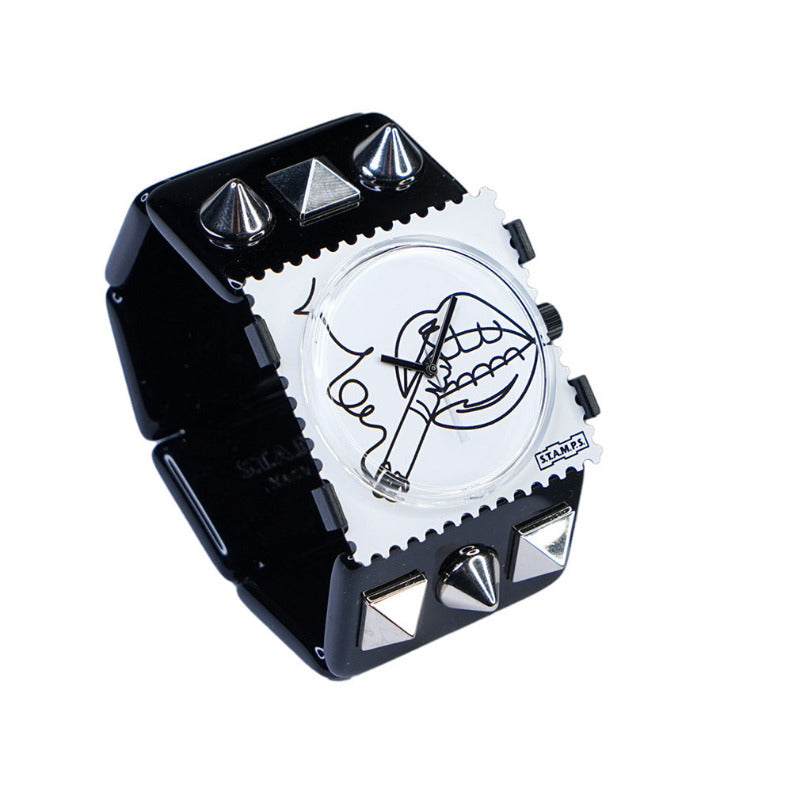 STAMPS Uhr Zifferblatt Zigarette Raucher, Armband mit Nieten