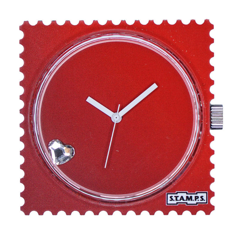 STAMPS Zifferblatt rotmit geschliffenem Stein