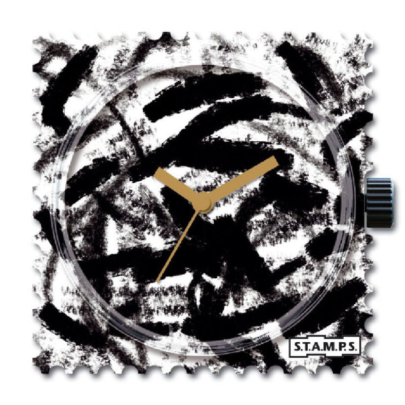 STAMPS Uhr schwarze Pinselstriche