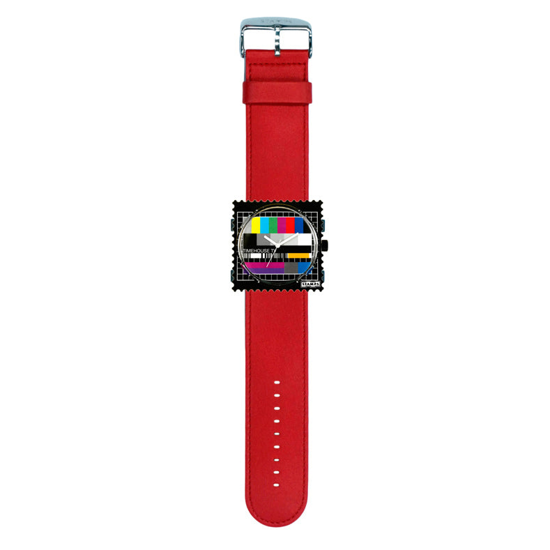 STAMPS Uhr Zifferblatt Test Pattern mit Armband Classic Red