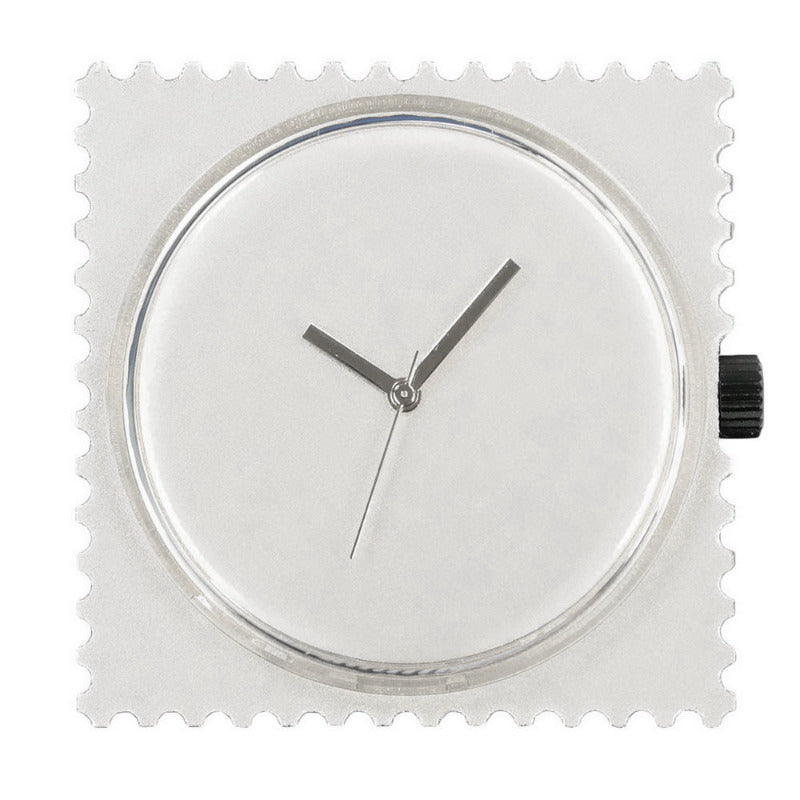 STAMPS einfarbige silberne Uhr im Briefmarkendesign