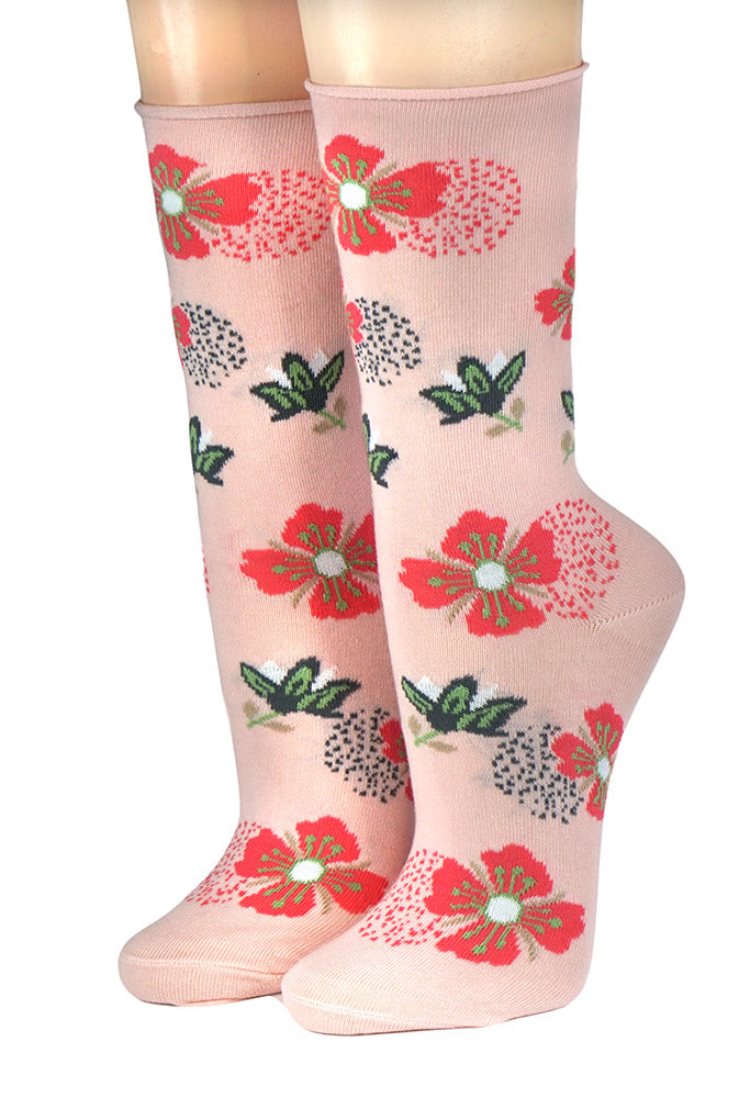 Crönert Damensocken Rosa Blüten