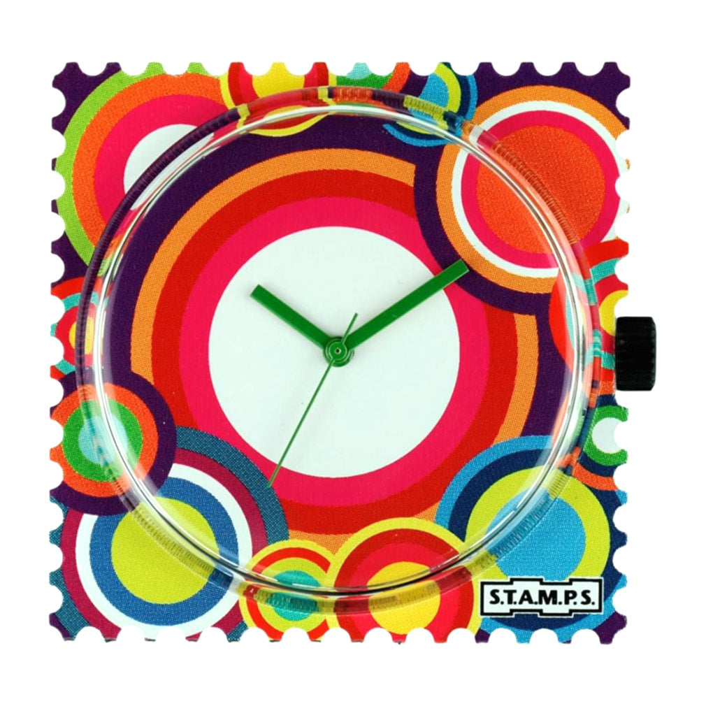 Stamps Uhr retro bunte Kreise