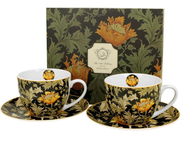 2 Tassen mit Untertasse William Morris Chrysanthemum DUO Porzellan
