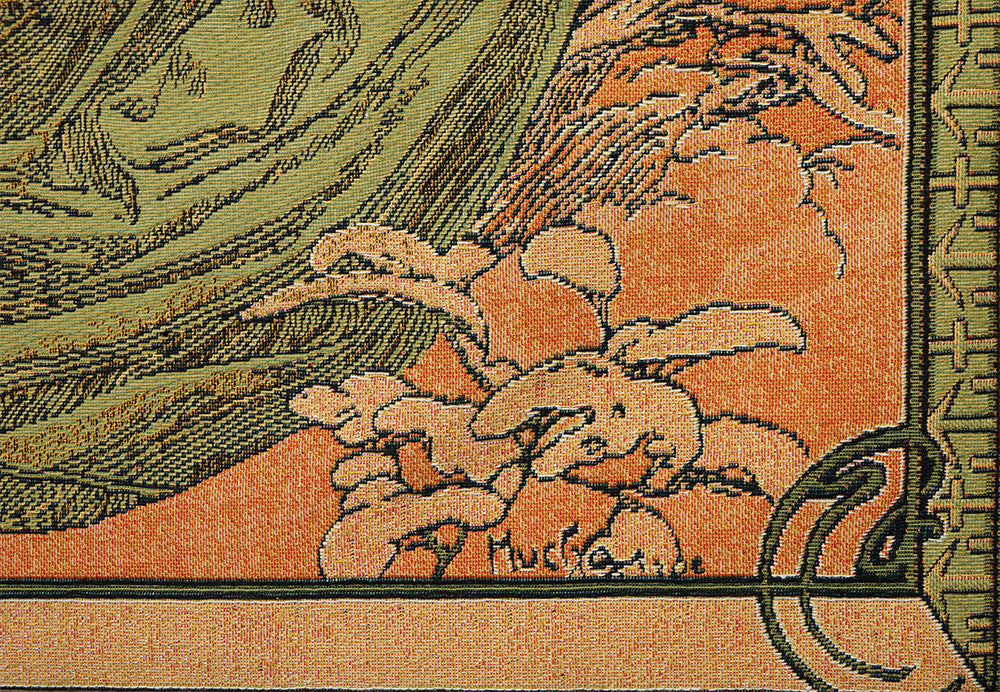 Belgian Tapestries Wandbehang Gobelin Der Frühling nach A. Mucha 100 x 46 cm Belgian Tapestries