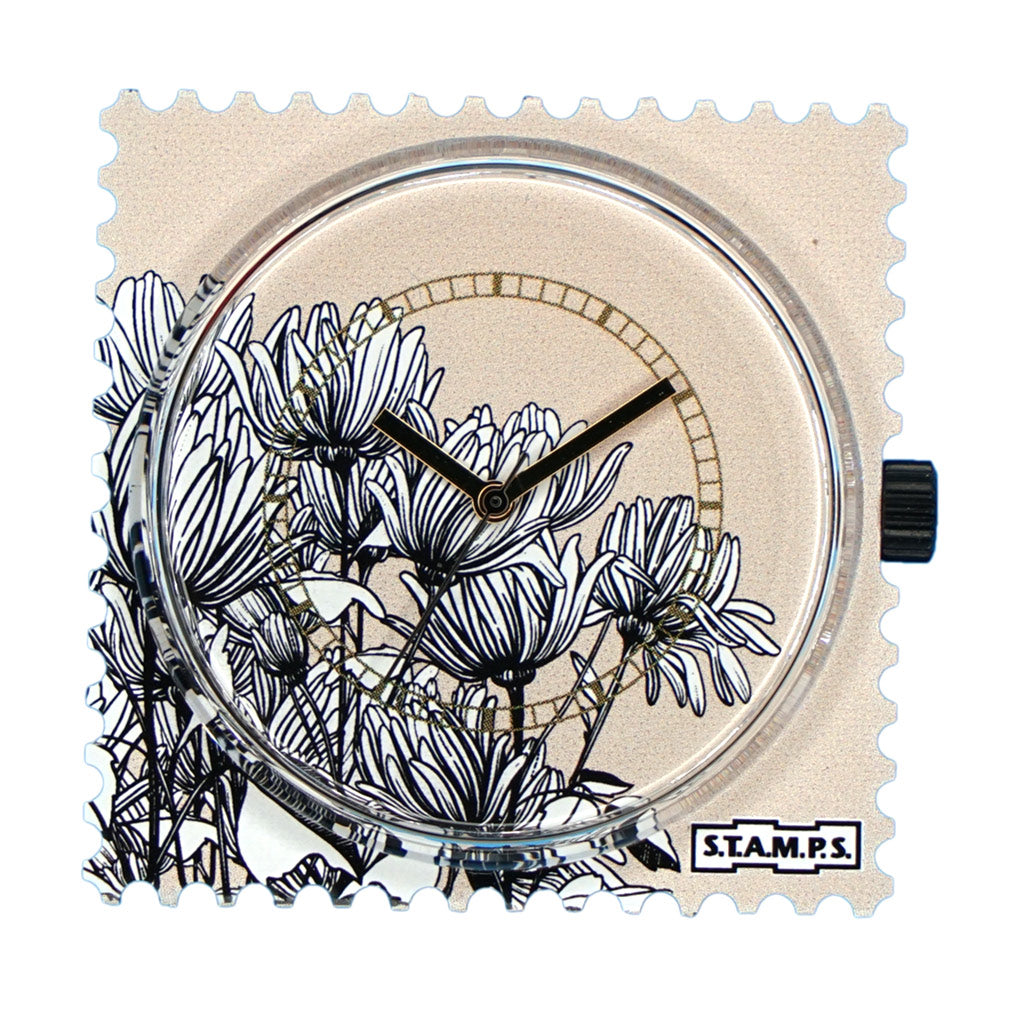 STAMPS Uhr Blüten auf beige