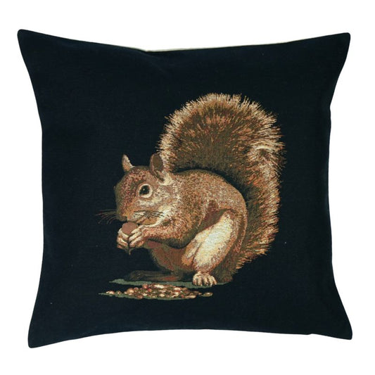 Gobelin Kissen Eichhörnchen auf schwarz