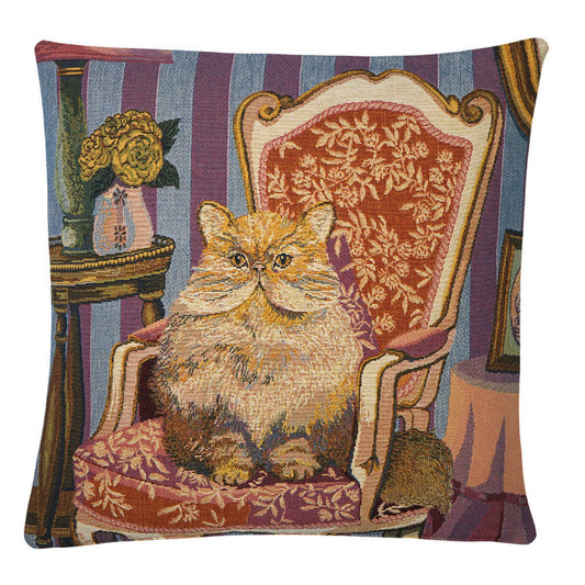 Kissenhülle Gobelin Katze im Sessel