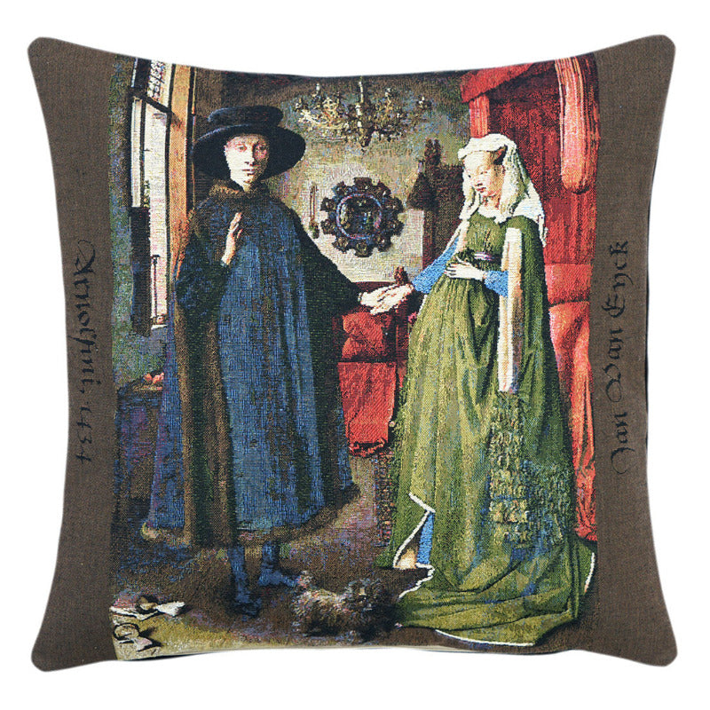 Arnolfini Hochzeit Kissenhülle – Gobelin Kunstmotiv 45×45