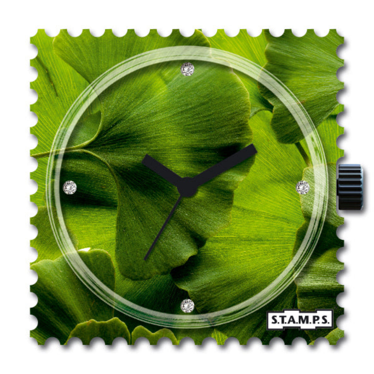 STAMPS Zifferblatt Ginkgoblätter mit Schmucksteinen
